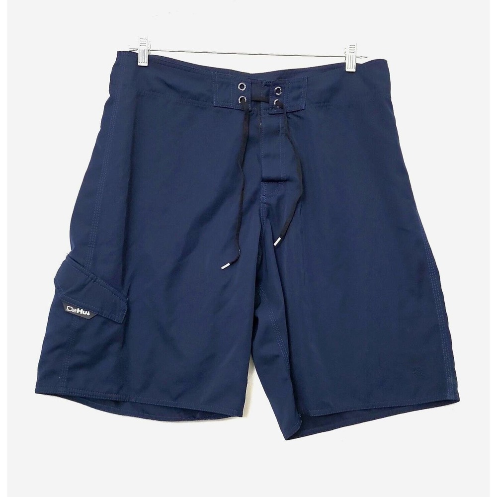 Da Hui Board Shorts Mens Size 36 Navy Blue‎ Swim Swimming Pocket 10.5" Inseam